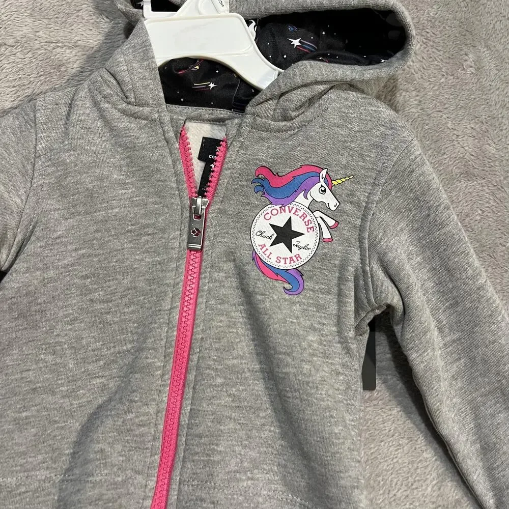 Converse 2 Piece Hoodie Leggings Set Toddler Girls 18M Pink Unicorn All Star